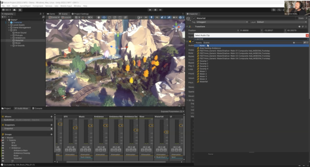 Screenshot of a Unity Game Engine session